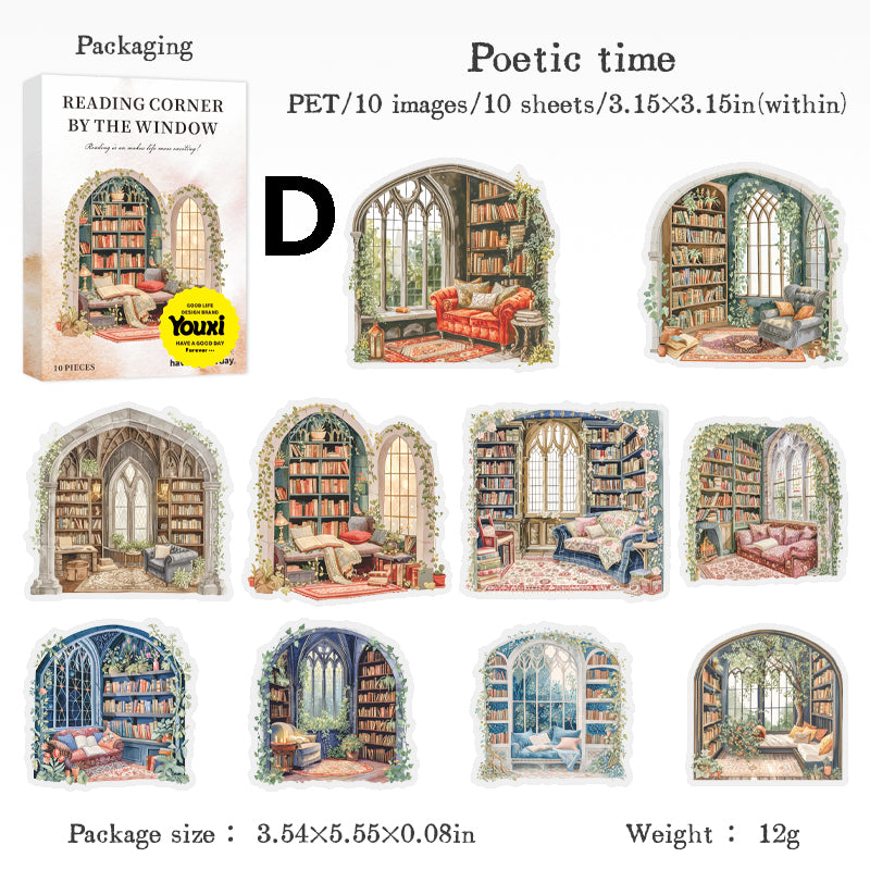 Reading Corner By The Window Sticker 10pcs