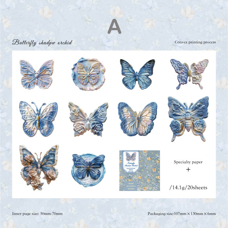 Relief Butterfly Stickers 20pcs