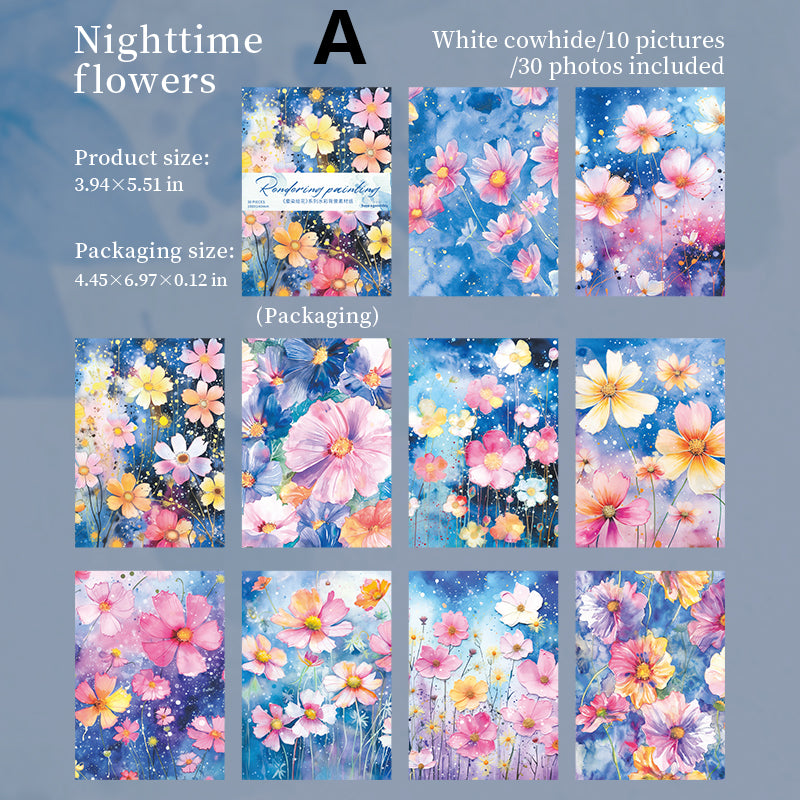 Rendering and Painting Flowers Paper 30pcs