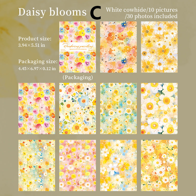 Rendering and Painting Flowers Paper 30pcs