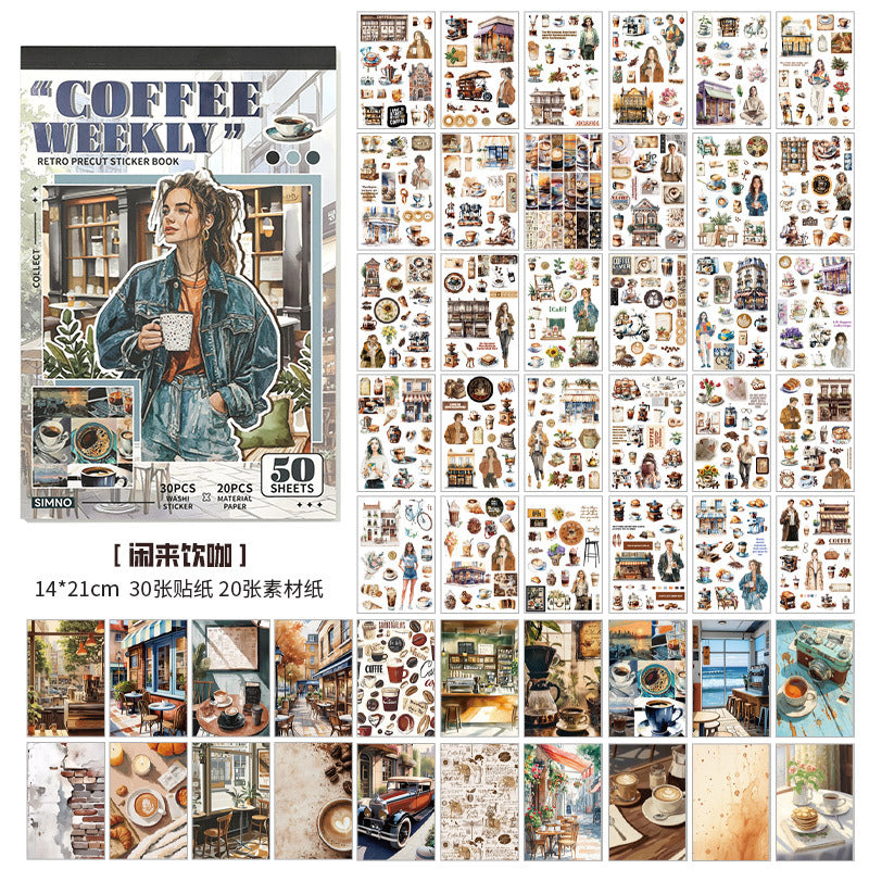 Retro-Style Sticker Book 50 Sheets