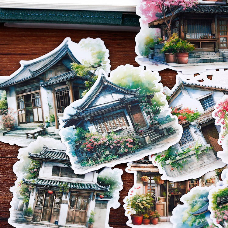 Retro Building Stickers 15pcs