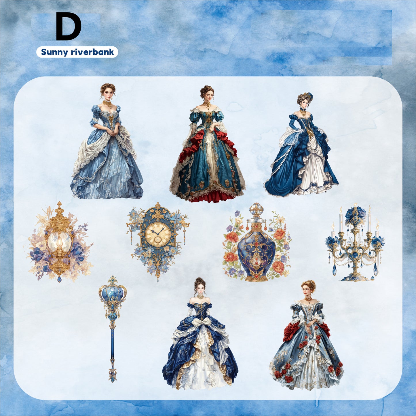 Retro Court Lady Sticker 20pcs