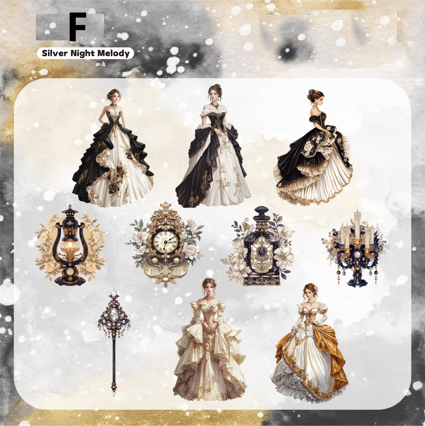 Retro Court Lady Sticker 20pcs