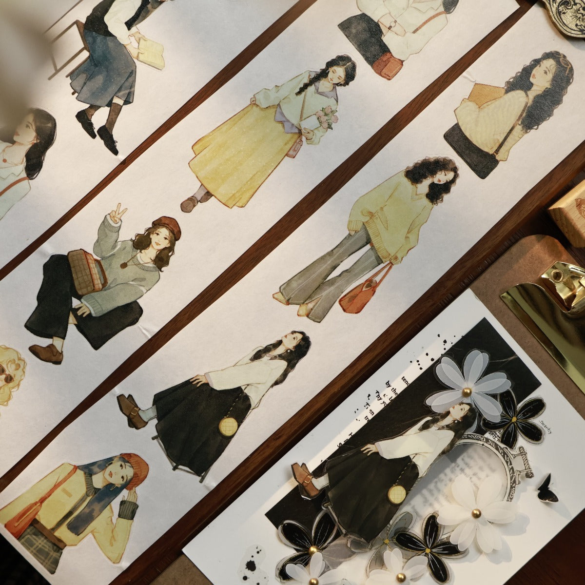 5.5cm*100cm Pre-Cut Retro Girl Tape