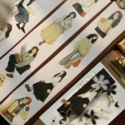 5.5cm*100cm Pre-Cut Retro Girl Tape