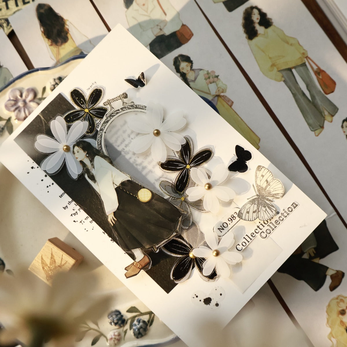 5.5cm*100cm Pre-Cut Retro Girl Tape