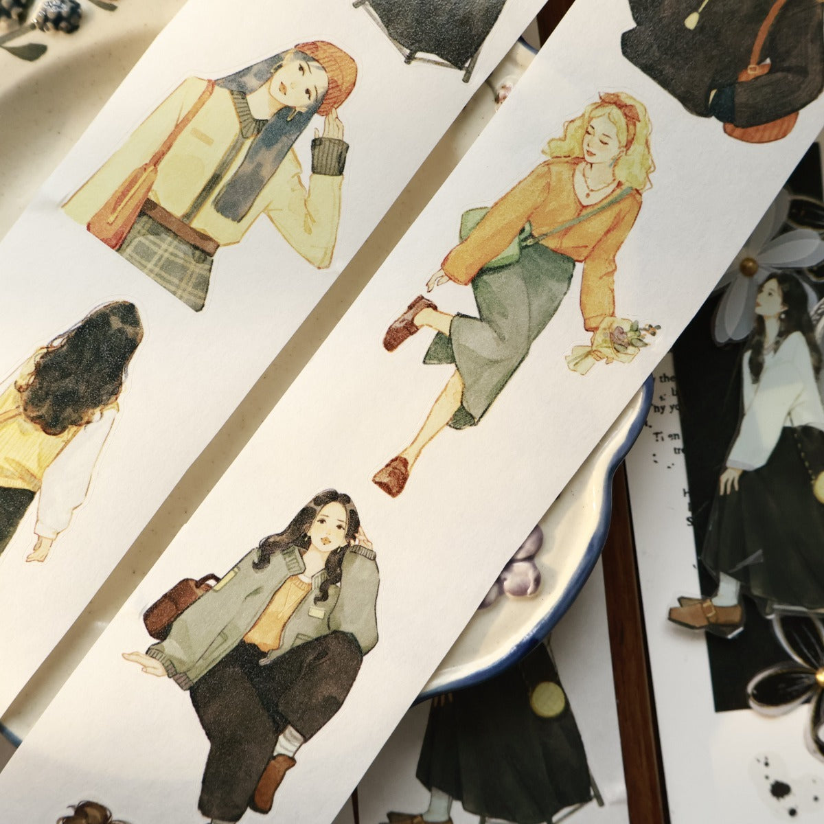 5.5cm*100cm Pre-Cut Retro Girl Tape