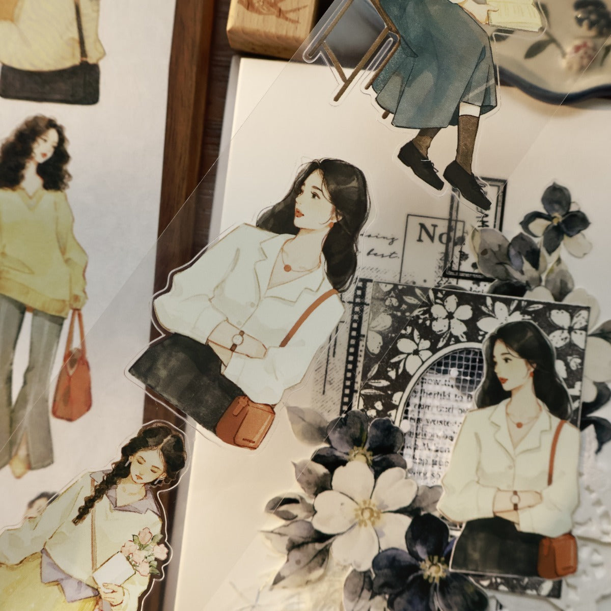 5.5cm*100cm Pre-Cut Retro Girl Tape