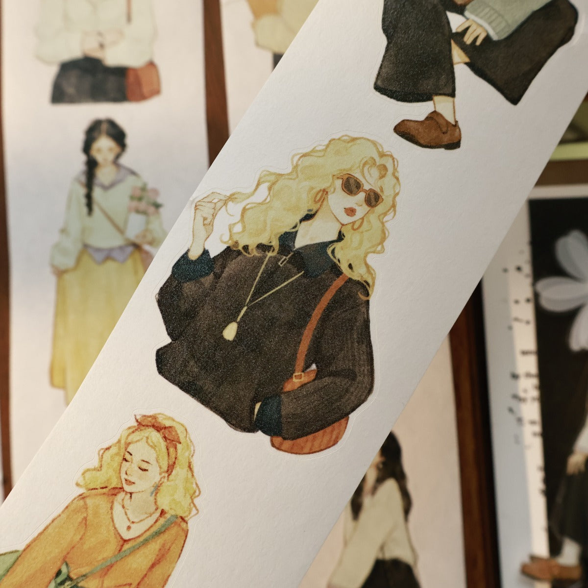 5.5cm*100cm Pre-Cut Retro Girl Tape