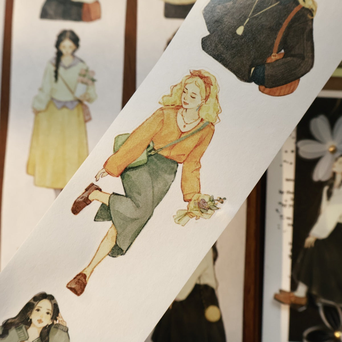 5.5cm*100cm Pre-Cut Retro Girl Tape