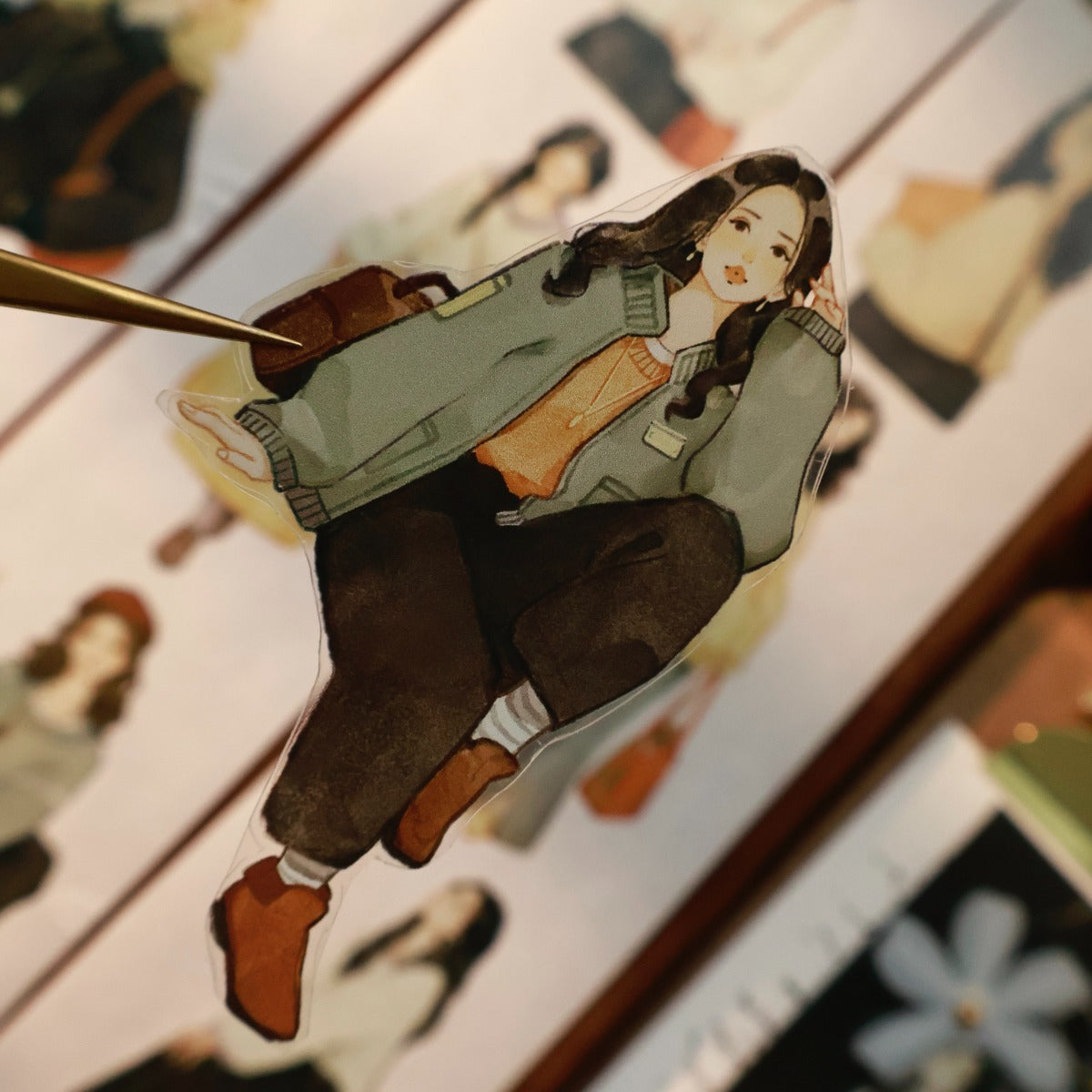 5.5cm*100cm Pre-Cut Retro Girl Tape