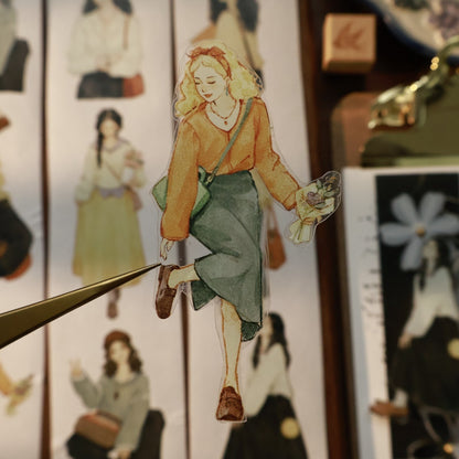 5.5cm*100cm Pre-Cut Retro Girl Tape