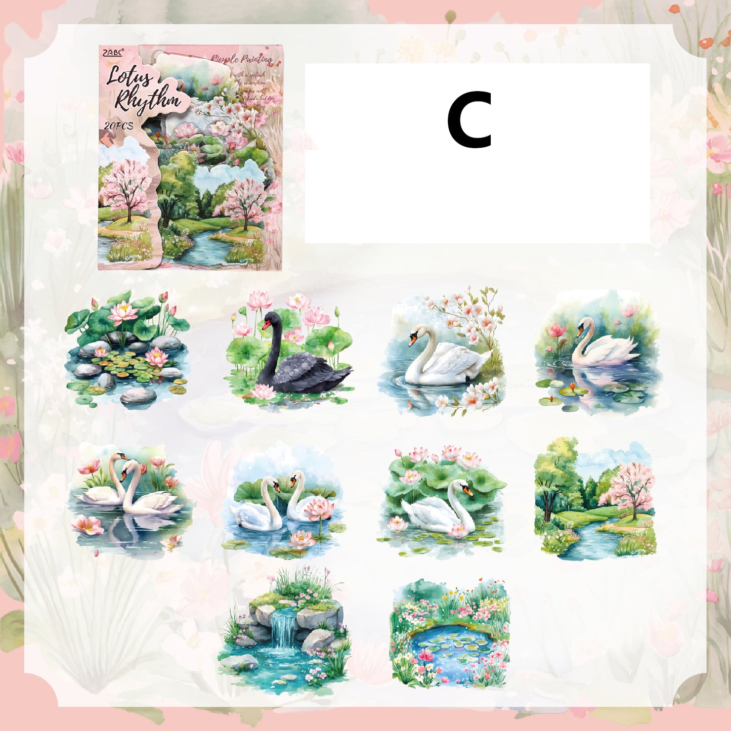 Ripples Painted Words Sticker 20pcs