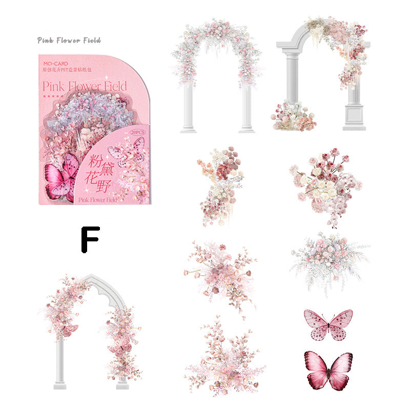 Romantic Flower PET Stickers 20pcs