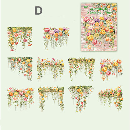 Romantic Flower Vine Stickers 10pcs