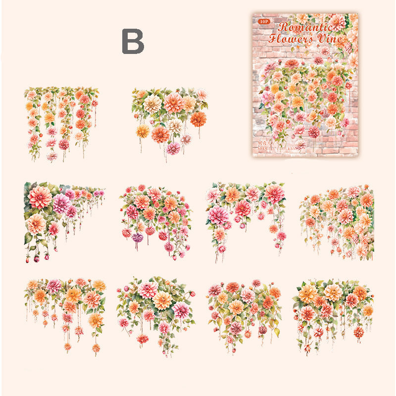 Romantic Flower Vine Stickers 10pcs