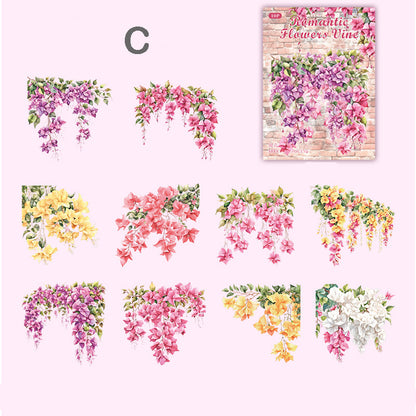 Romantic Flower Vine Stickers 10pcs