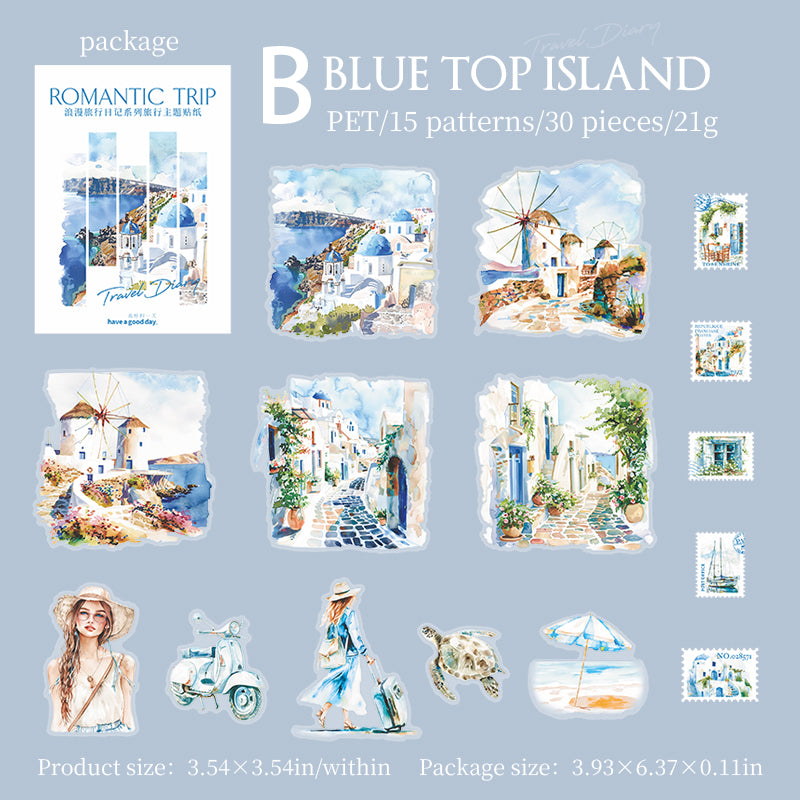 Romantic Travel Diary Sticker 30pcs
