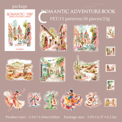 Romantic Travel Diary Sticker 30pcs
