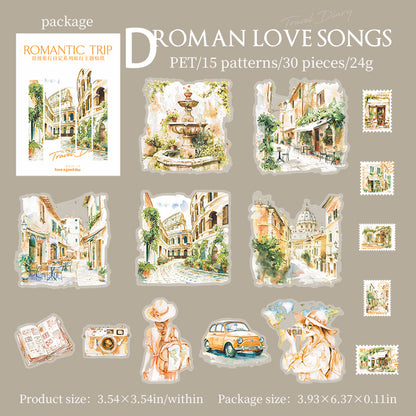 Romantic Travel Diary Sticker 30pcs