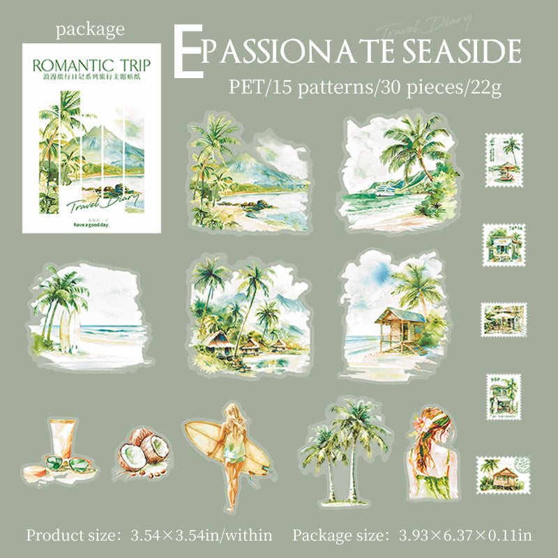 Romantic Travel Diary Sticker 30pcs