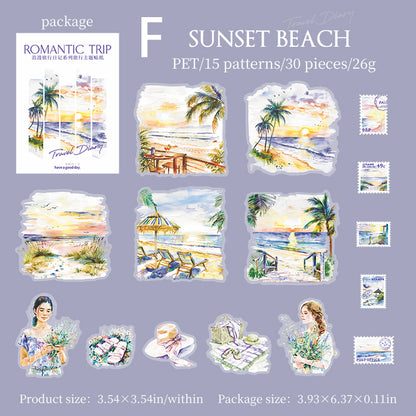 Romantic Travel Diary Sticker 30pcs