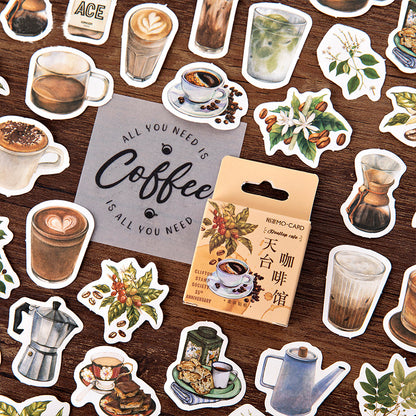 Rooftop Coffee Theme Stickers 46pcs