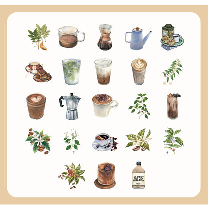 Rooftop Coffee Theme Stickers 46pcs