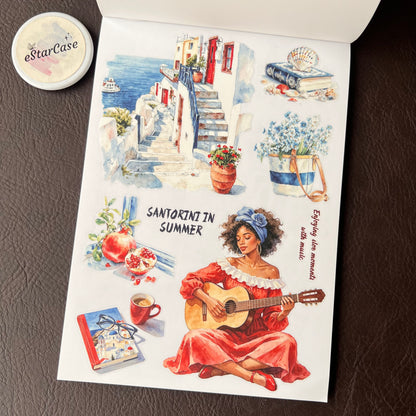 Santorini Blue Sticker Book