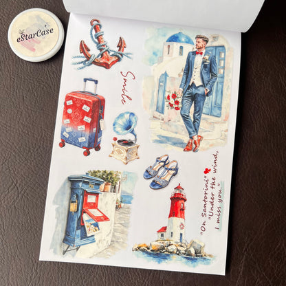 Santorini Blue Sticker Book