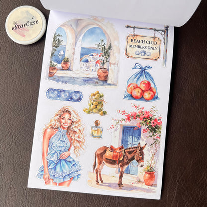 Santorini Blue Sticker Book