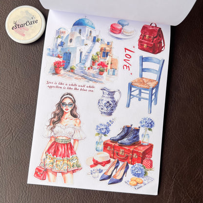 Santorini Blue Sticker Book