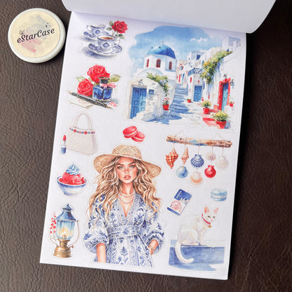 Santorini Blue Sticker Book