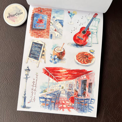 Santorini Blue Sticker Book