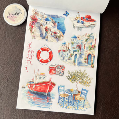 Santorini Blue Sticker Book