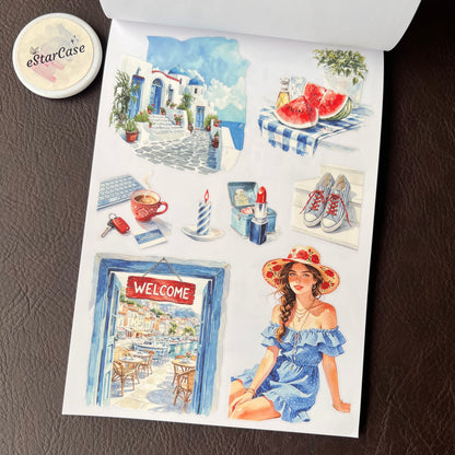 Santorini Blue Sticker Book