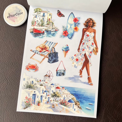 Santorini Blue Sticker Book