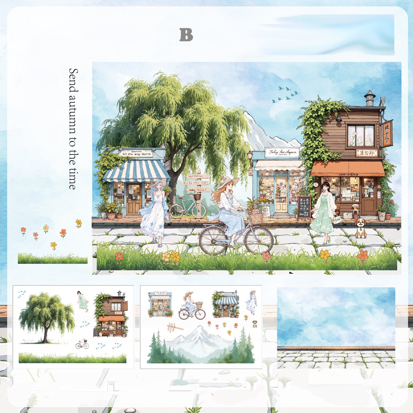 Seasonal Illustrated Sticker 3pcs