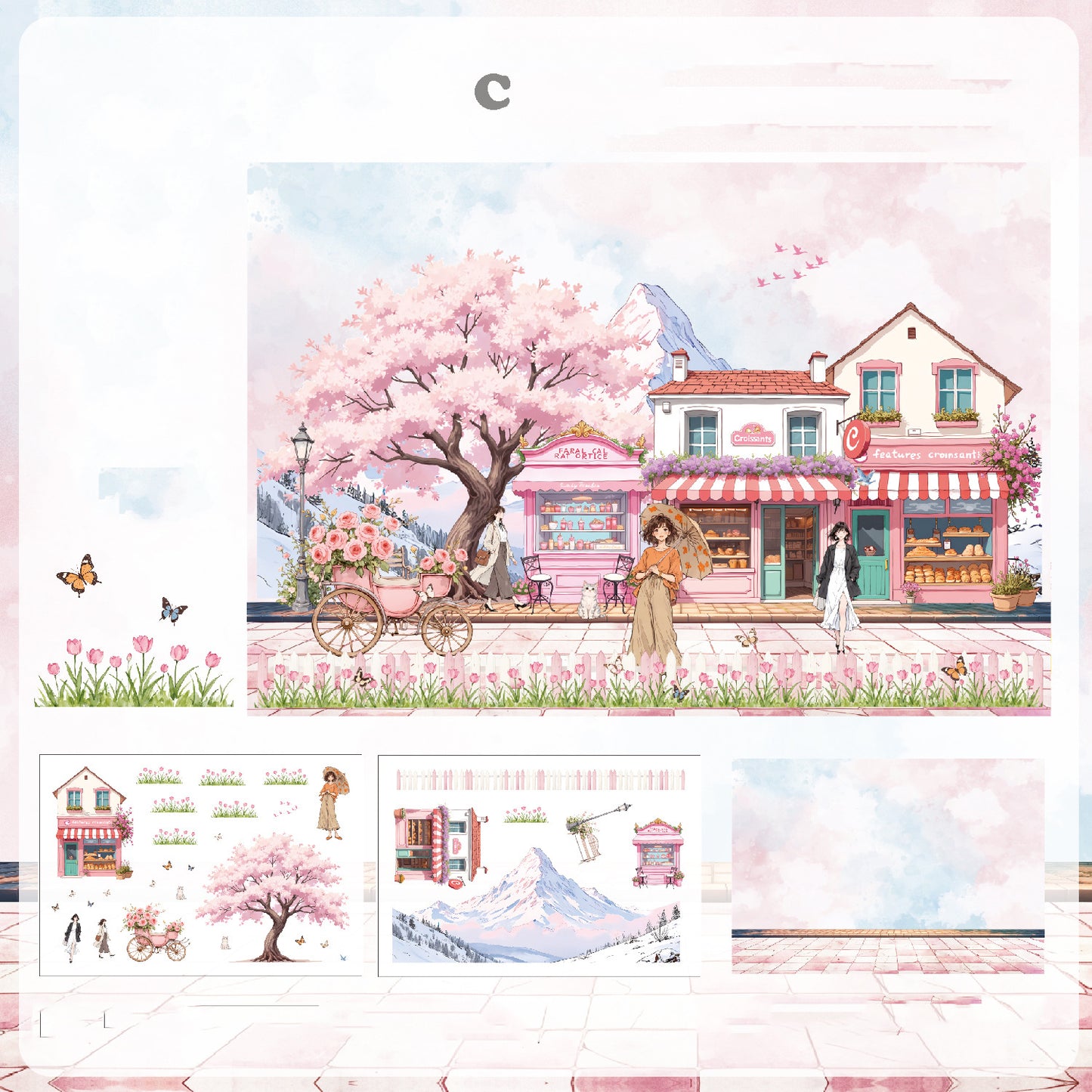 Seasonal Illustrated Sticker 3pcs