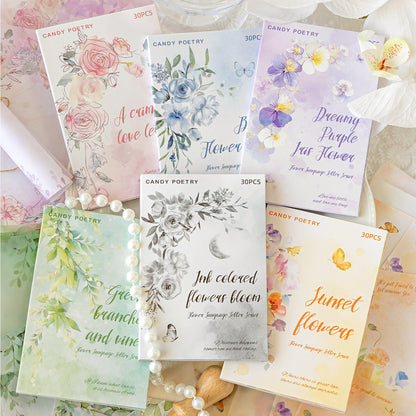 Series of Floral Letter Paper Sticker 30pcs