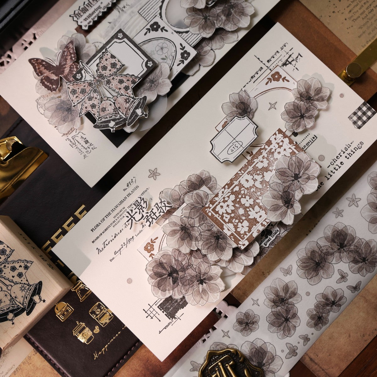 5cm*100cm Die-cutting Shadow Flower Vintage Flower Tape