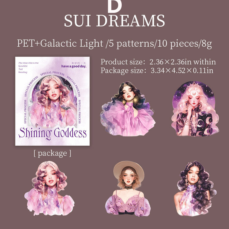 Shining Goddess Stickers 10pcs