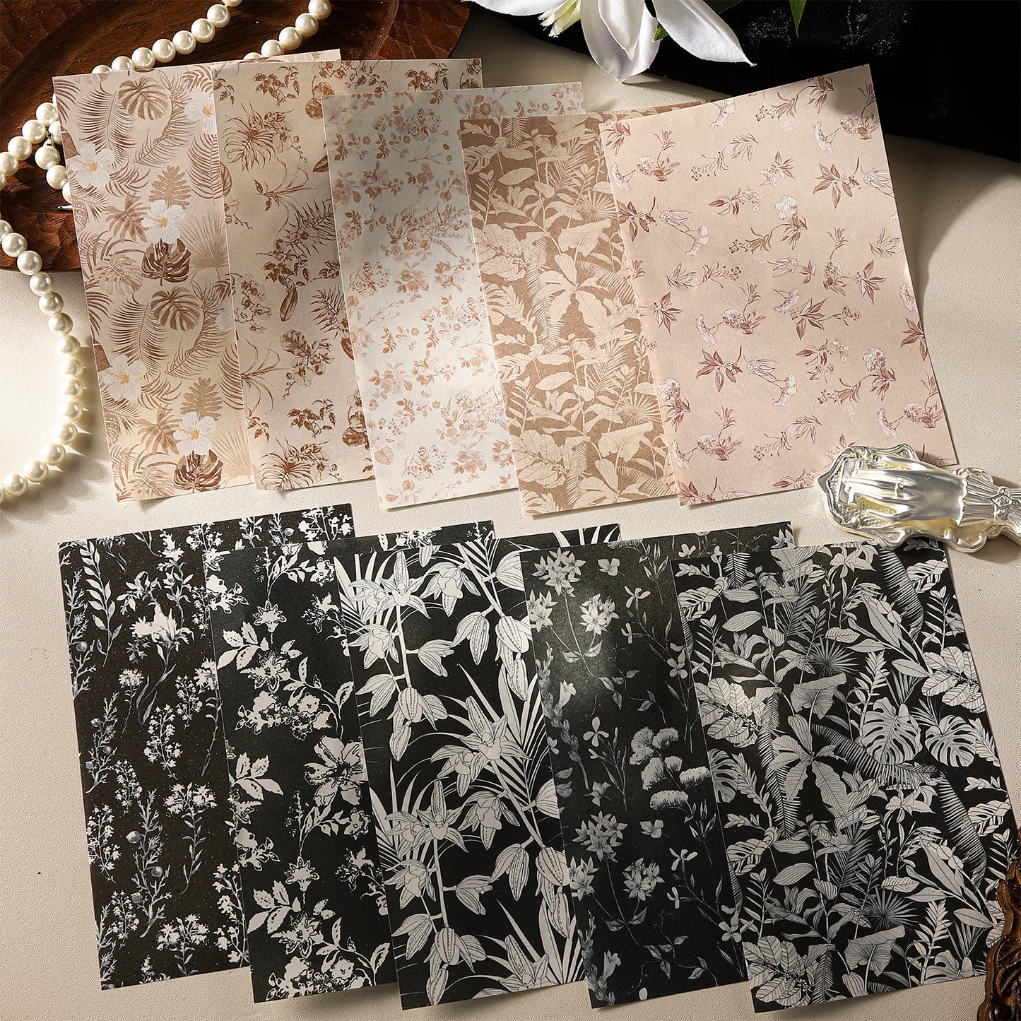 Small Floral Print Paper 10pcs