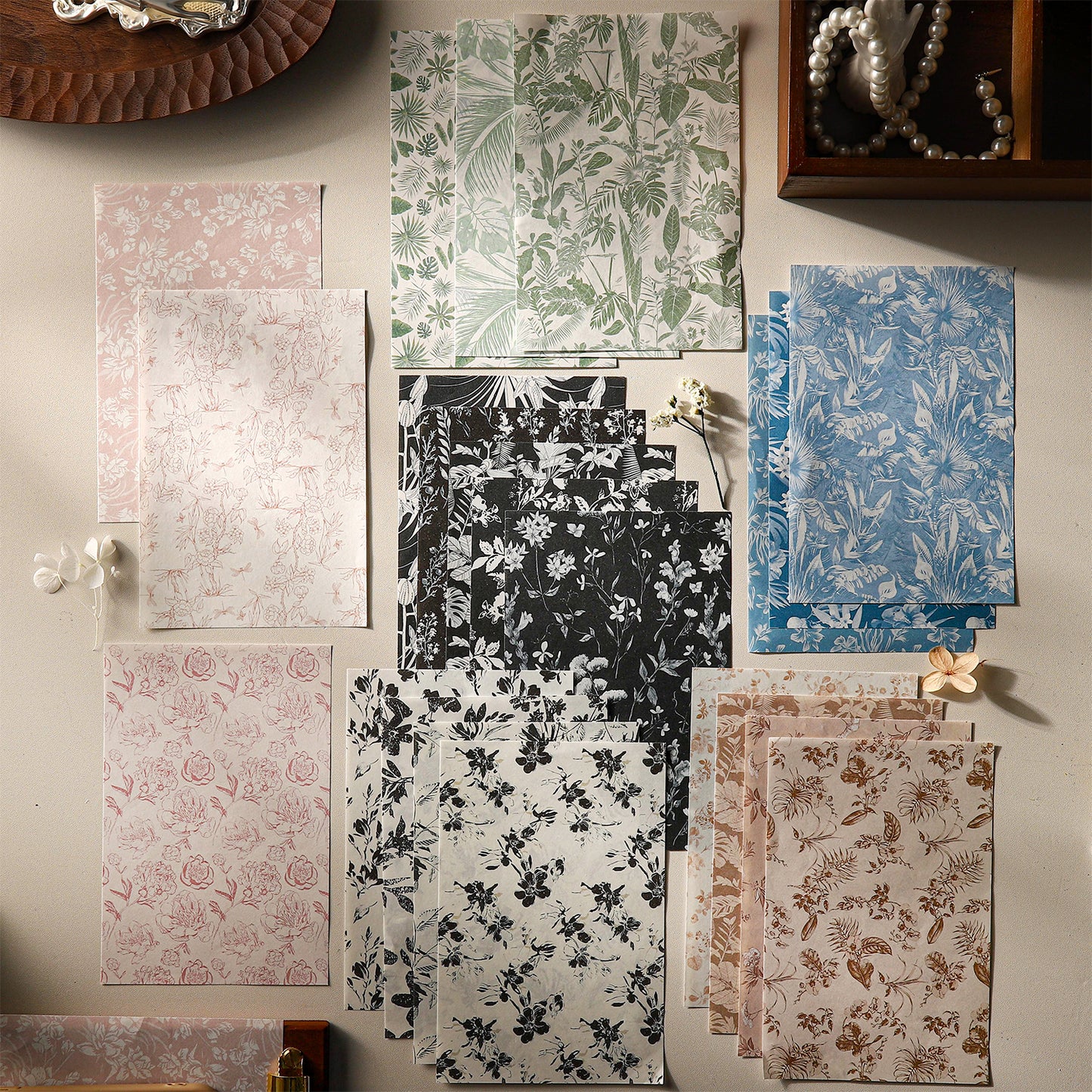 Small Floral Print Paper 10pcs