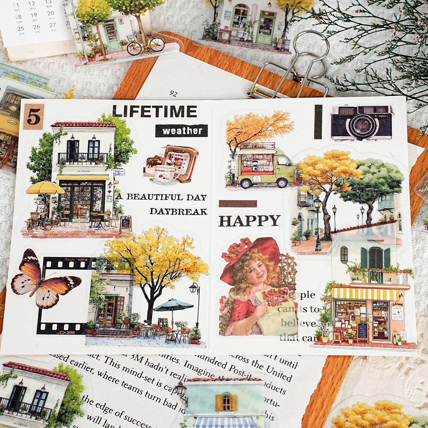 Small Town Time Sticker 15pcs