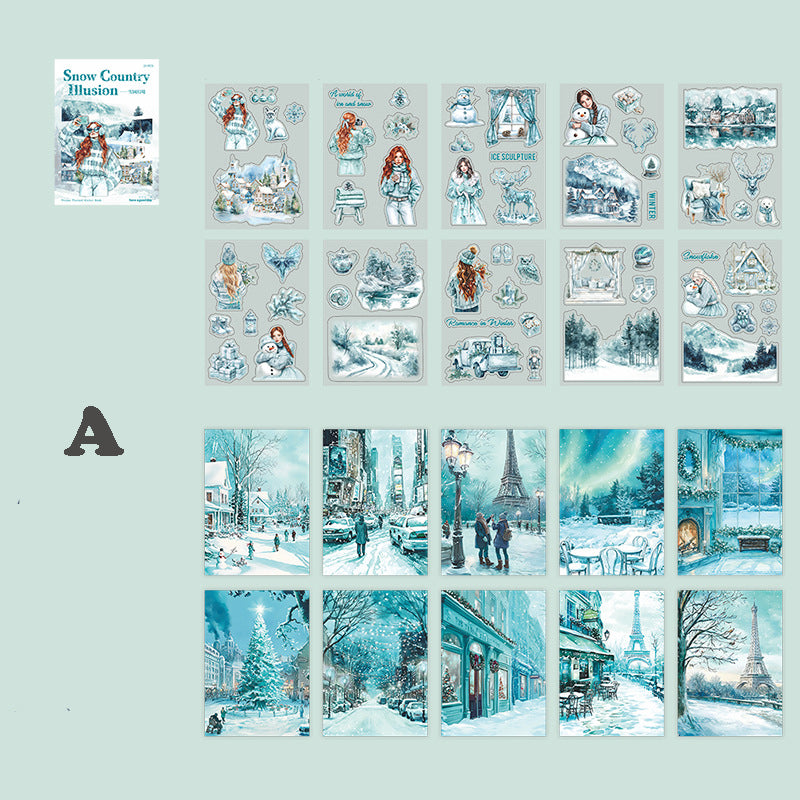 Snow Country Illusion Sticker Book 20pcs