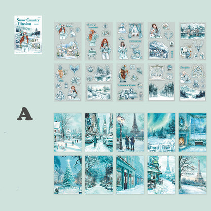Snow Country Illusion Sticker Book 20pcs