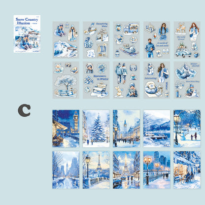 Snow Country Illusion Sticker Book 20pcs