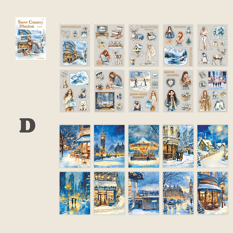 Snow Country Illusion Sticker Book 20pcs